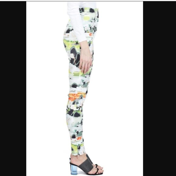 Opening Ceremony 5 Elements Colorful Print Neoprene High Rise Skinny Trousers 2 - Picture 8 of 14
